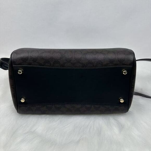 Coach Rowan Large Satchel Crossbody Bag Signature Canvas CV959 Walnut /Black NWT - Picture 7 of 10